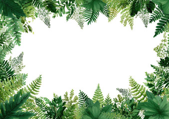Foliage frame, fern leaves border, black center