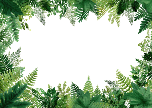 Foliage frame, fern leaves border, black center