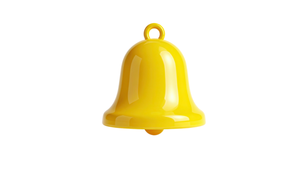 Bright yellow notification bell against a stark black background