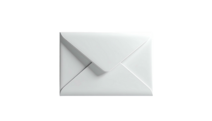 Glossy white envelope centered on a plain, black background