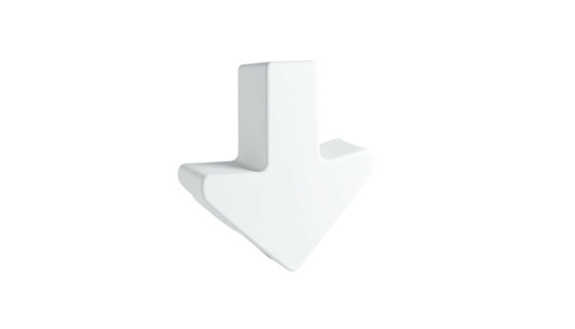 Simple white arrow pointing downwards on a black backdrop