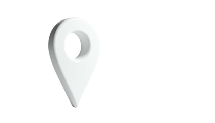 White teardrop pin marker stands on black