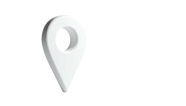 White teardrop pin marker stands on black