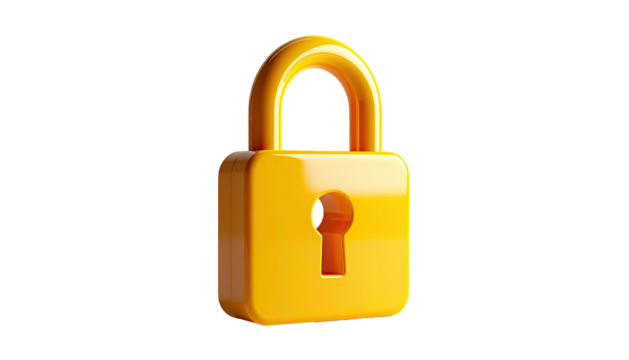 Glossy golden padlock, isolated on black