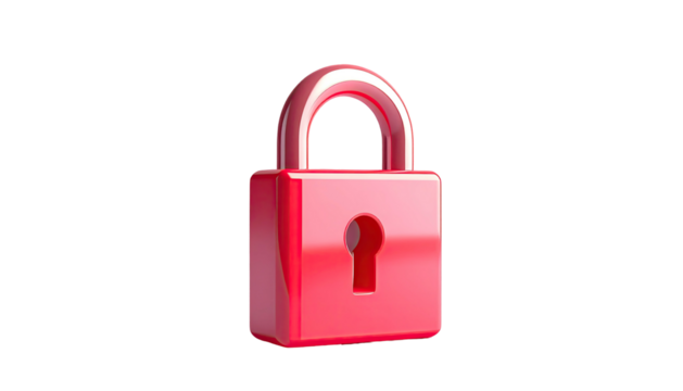 Glossy, red padlock on black, keyhole visible, security metaphor - Powered by Adobe