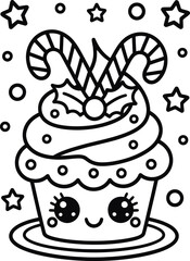 Festive christmas cupcake illustration with red and green frosting sprinkles and a holiday theme perfect for seasonal designs