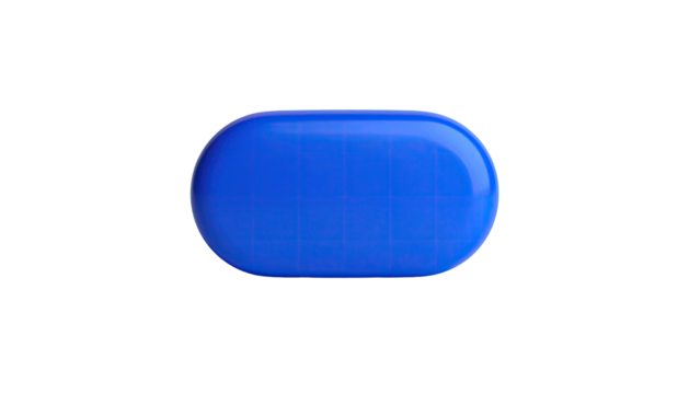 Blue capsule centered, rounded edges, glowing effect on black