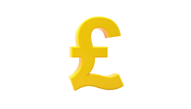 Isolated gold symbol for British pound sterling against black