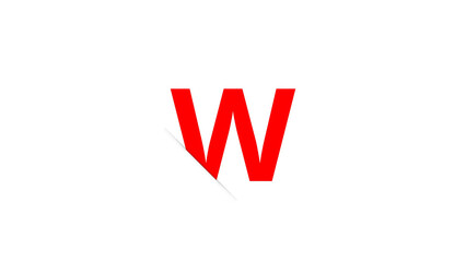 red letter W is on a plain white background with a cut effect.