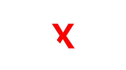 red letter X is on a plain white background with a cut effect.