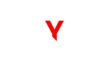 red letter Y is on a plain white background with a cut effect.