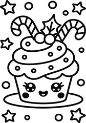 Festive christmas cupcake illustration with holiday decorations perfect for seasonal greetings and winter celebrations