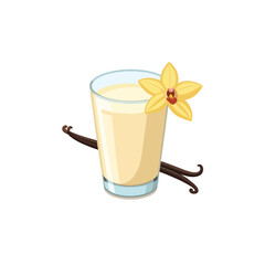 A charming visual showcasing a vanilla flavored beverage adorned with flower, presented against a