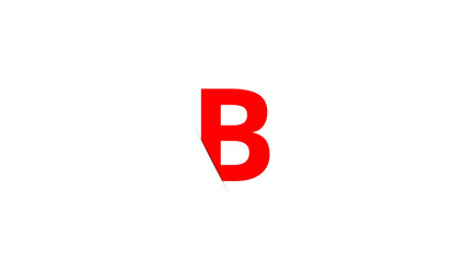 Red letter B is on a plain white background with a cut effect.