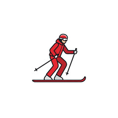 Obraz premium Dynamic downhill depiction a spirited skier carving through pristine snow adventure winter sport