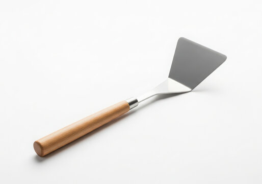 Artist s palette knife with wooden handle on white - Powered by Adobe