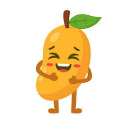 Happy Mango Cartoon Character Laughing Flat Illustration