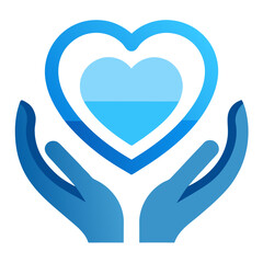 Heart care hands vector graphic for medical health and support concept art |editable svg