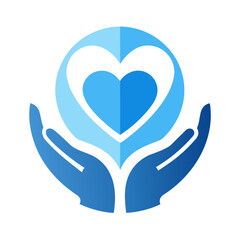 Heart care logo design hands holding heart vector illustration concept design |editable svg