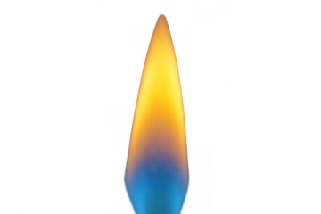 Gas flame with blue and yellow hues burning, showing heat and light energy, isolated on transparent background