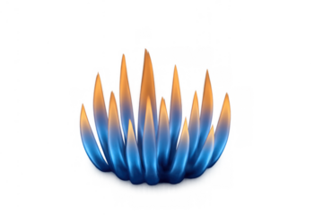 Blue and orange natural gas flame burning, showing heat energy and combustion on transparent background