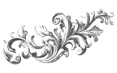 Black and white floral design element