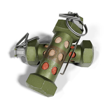 Realistic flashbang grenade top view isolated on transparent background