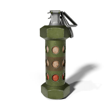 Realistic flashbang grenade isolated on transparent background