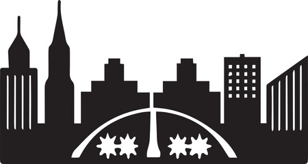 Perth City Skyline Silhouette Vector, City Icon, Logo