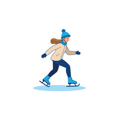 Obraz premium Joyful young woman gracefully glides across the ice rink showcasing winter leisure activity and