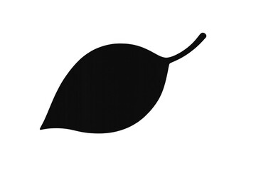Black leaf silhouette design, ideal for eco-friendly graphics, nature themes, or minimalist logos with a transparent background