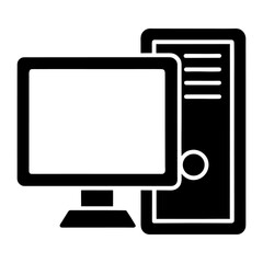 Desktop Computer Icon on White Background.