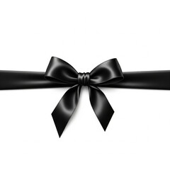 A luxurious black satin ribbon tied into a perfect bow elegantly presented isolated on white background