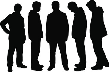 Silhouettes of Men Standing Together Representing Diversity and Solidarity Concept
