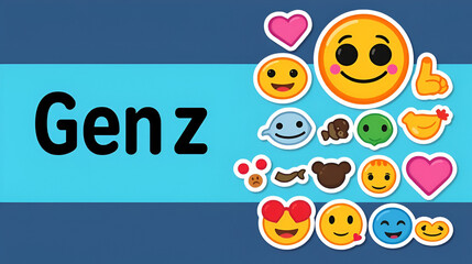 Gen-z slang word icons sticker emoji editable