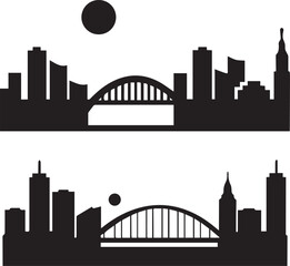 Perth City Skyline Silhouette Vector, City Icon, Logo