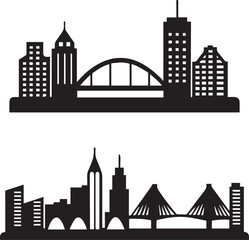 Perth City Skyline Silhouette Vector, City Icon, Logo