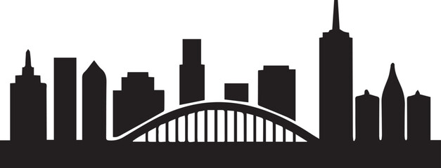 Perth City Skyline Silhouette Vector, City Icon, Logo