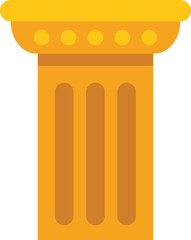 Fototapeta premium Simple yet elegant golden greek column with grooves and a decorative top, isolated on white