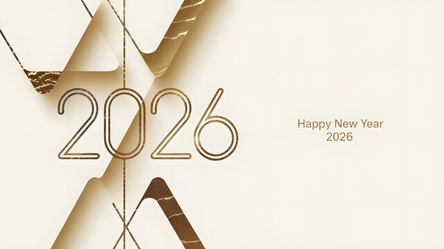 Minimal golden 2026 new year with clean abstract lines