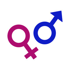 Sexual problems logo on white. Impotence red and blue icon. Urology dysfunction symbol. Medicine and health background. Medical pattern.