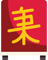 Obraz premium Red chinese lantern with golden kanji character for beauty standing on small base, celebrating chinese new year