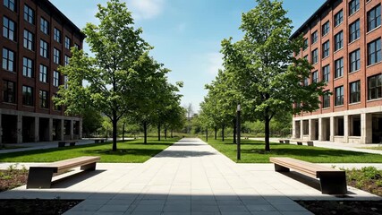 Urban decay transforms into a beautiful, modern, and clean environment. A neglected space is revitalized into a vibrant, green community park.