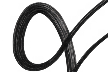 Black swirling paint stroke creating a decorative calligraphic loop with abstract texture, transparent background