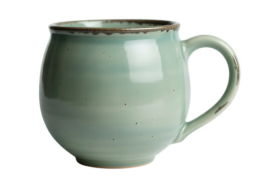 Stylish ceramic coffee mug rustic speckled design home decor cup tea hot on transparent background 
