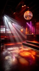 Obraz premium Disco ball reflecting light in classic club atmosphere