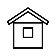 Simple outline icon of a house with a square window