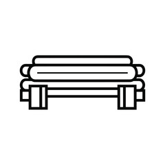 Simple line art icon of a wooden park bench