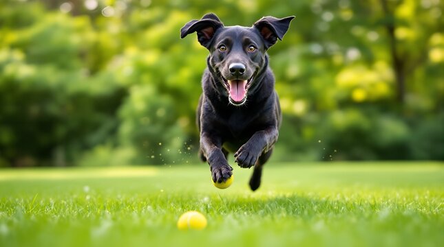 labrador retriever dog playing in grass field, sharp focus, high resolution, 8k, detailed, photorealistic, beautiful, vibrant colors