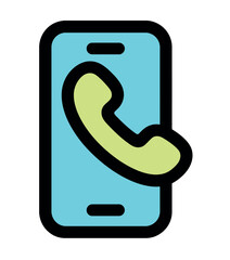 A vibrant icon depicts a modern smartphone with a prominent call symbol, symbolizing communication and connectivity.